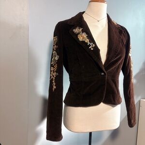 Y2k fairy cottage corduroy cropped boho jacket